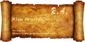 Ripp Arszlán névjegykártya